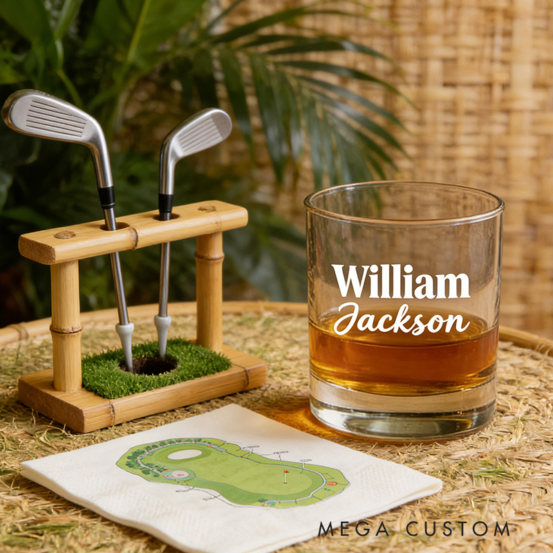 Personalized Golf Whiskey and Glass Set Thanks for Always Playing the 19th Hole with Role with Me Gift for Golf Lovers