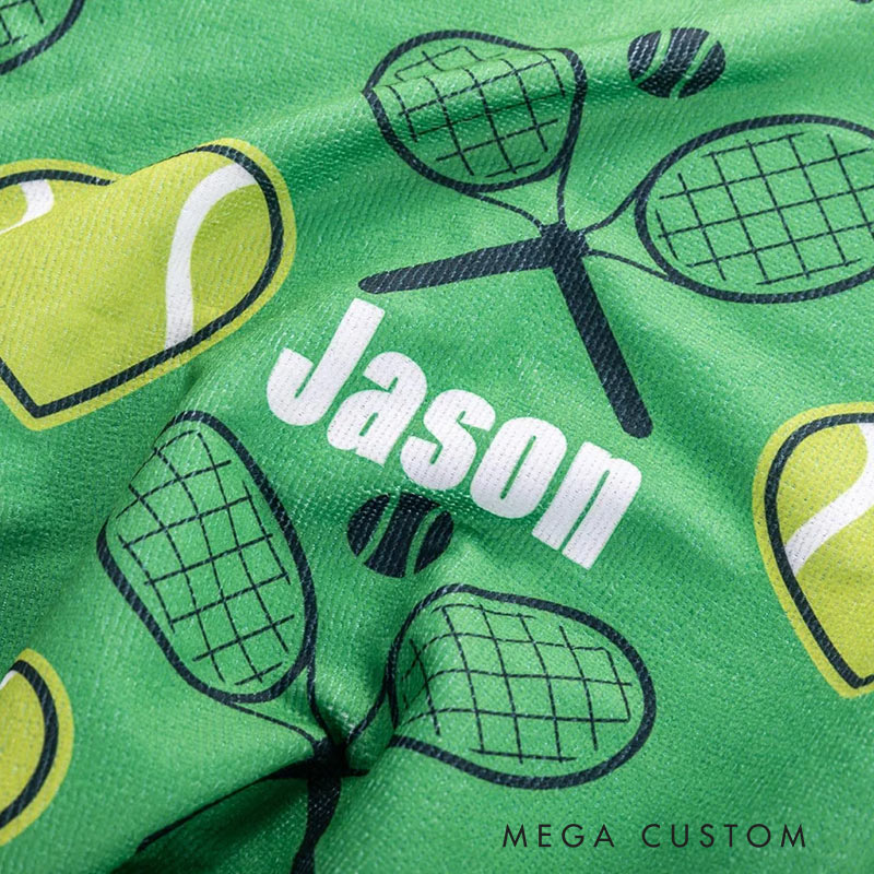 Personalized Heart Tennis Racket Soft Absorbant Towel with Name Sport Accessories Gift for Tennis Player