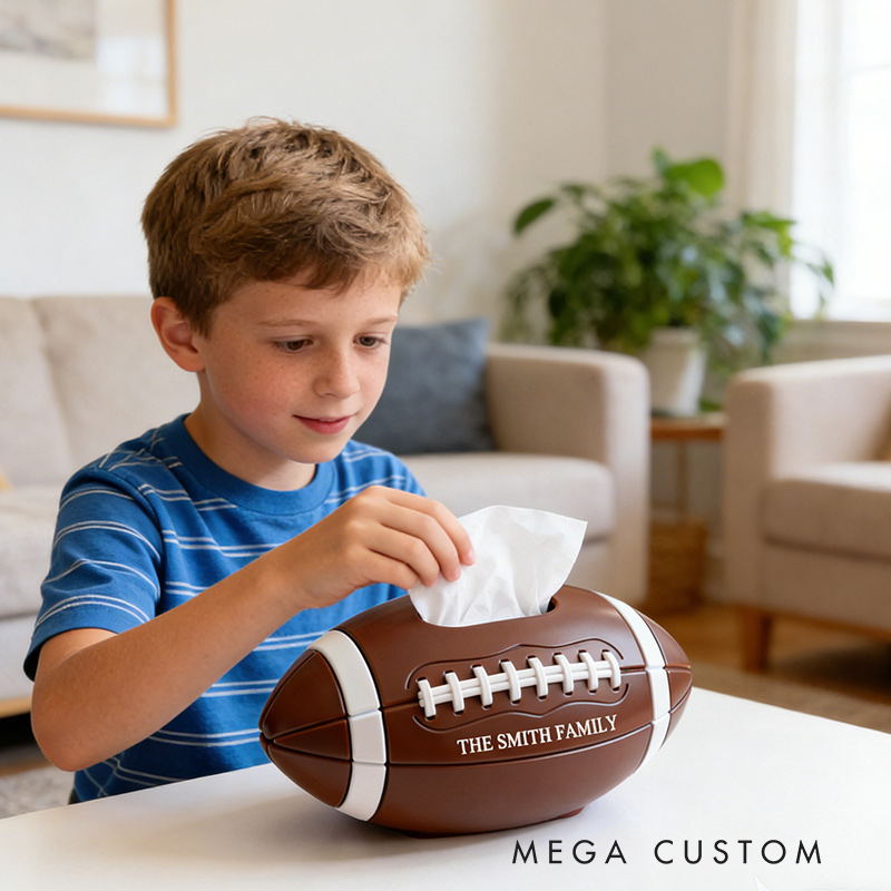 Personalized Football Tissue Box Family Tissue Boxes Football Fan Customized Text Gift for Family