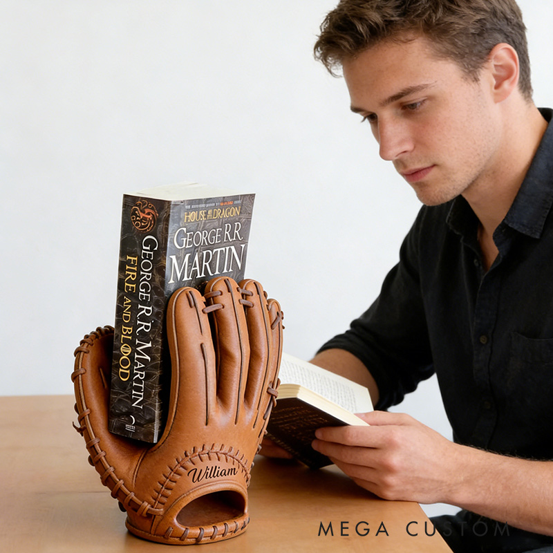 Personalized Baseball Glove Book Holder 3D Printed Custom Name Gift for Baseball Lovers
