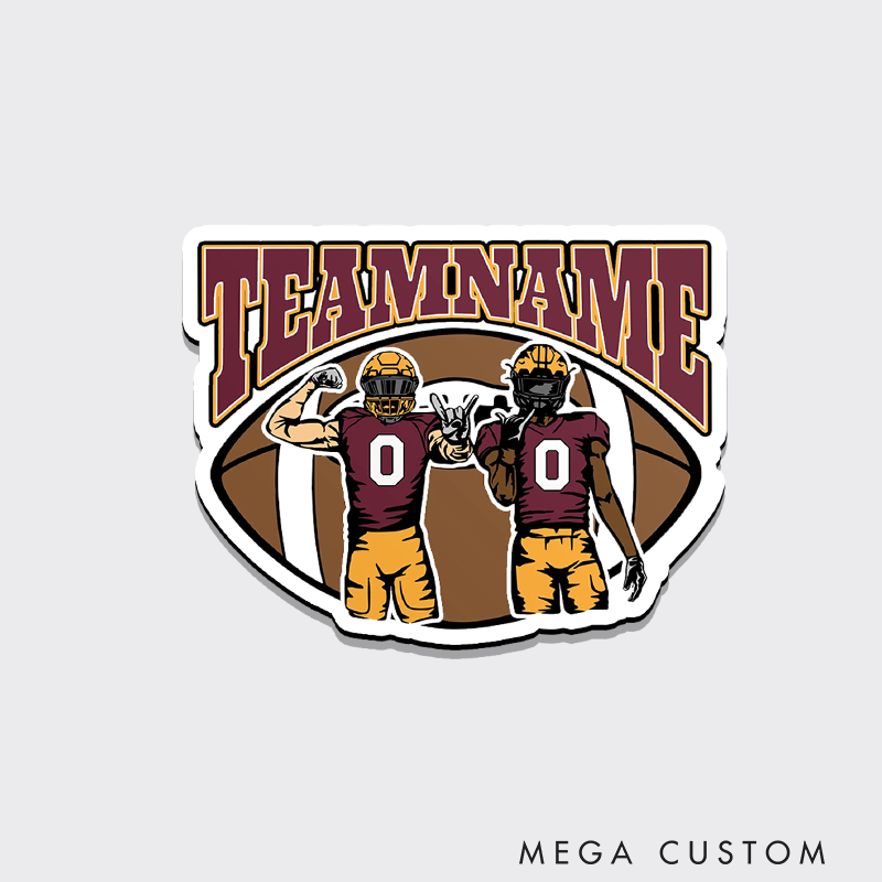 Personalized American Football 2 Player Magnets with Custom Team Name and Players Number