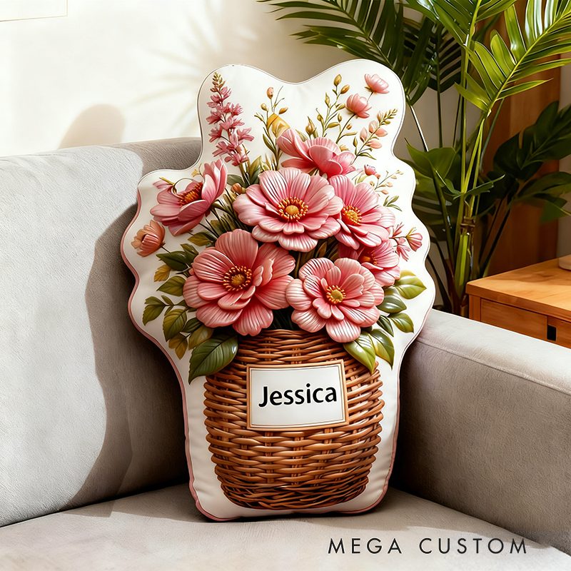 Personalized Bouquet Pillow with Custom Name 3D Graphic Print Unique Cushion Gifts