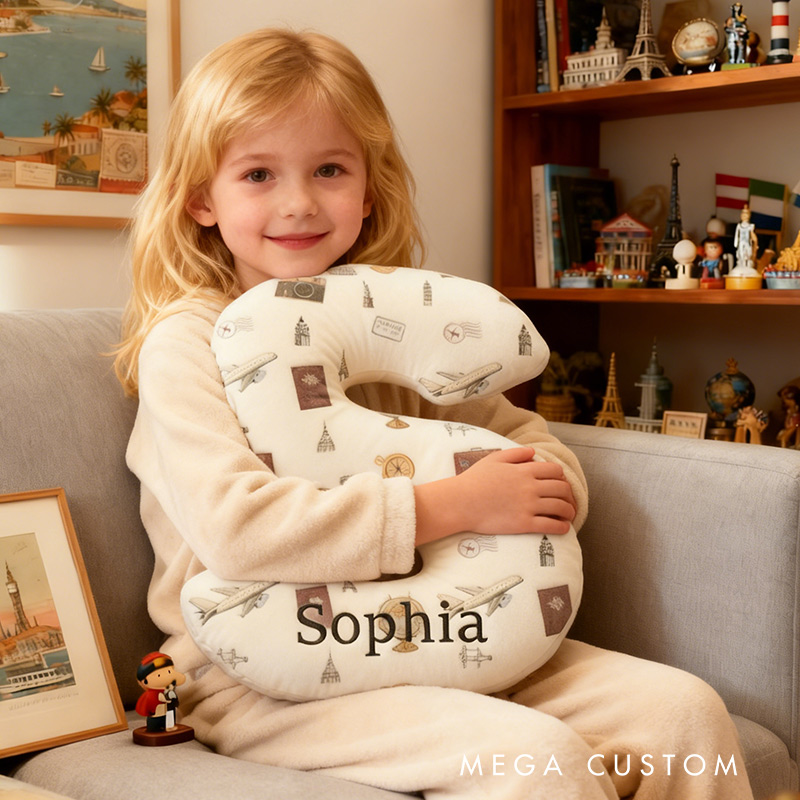 Personalized Travel Letter Pillow Graphic 3D Print Travel Items Pillow for Travel Lovers