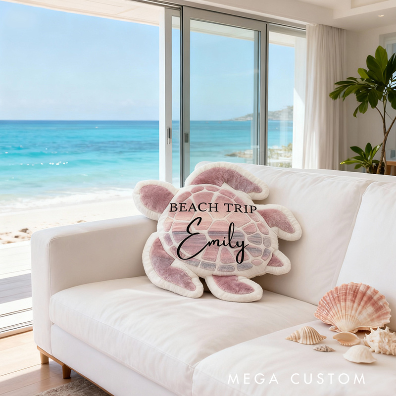 Personalized Sea Turtle Pillow Graphic 3D Print Beach Trip Pillow for Travel Lovers