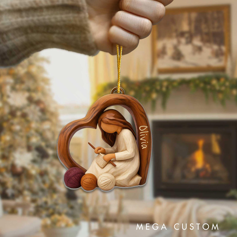 Personalized Crochet Lovers Ornament Just A Girl Who Loves Knitting Christmas Ornament Gift For Crocheters