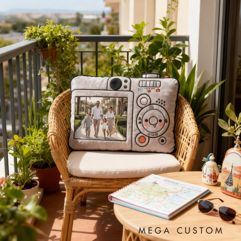 Personalized Camera Pillow Graphic 3D Print Custom Photo Travel Souvenirs for Travel Lovers
