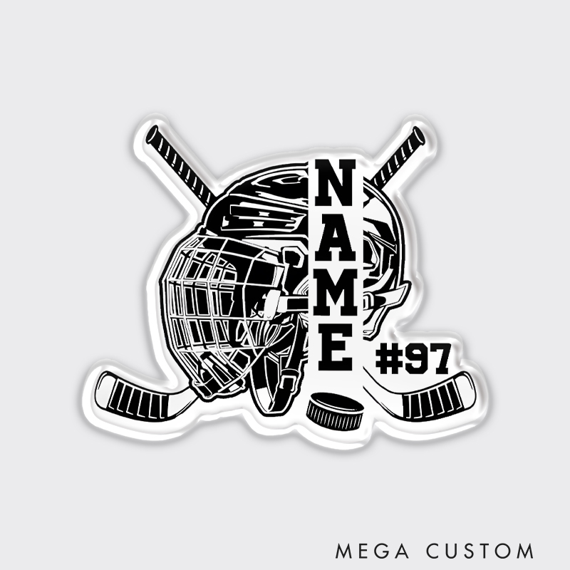 Personalized Hockey Helmet Fridge Magnet with Custom Name and Number