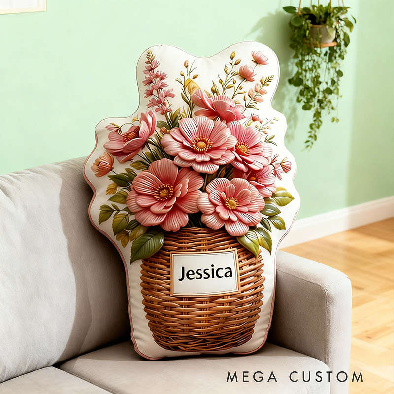 Personalized Bouquet Pillow with Custom Name 3D Graphic Print Unique Cushion Gifts