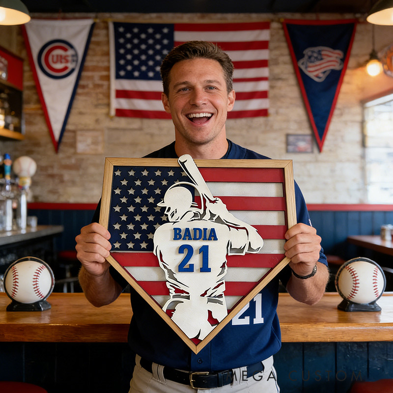 Personalized Baseball Name Sign 3D Baseball Plaque Gift for Baseball Lovers