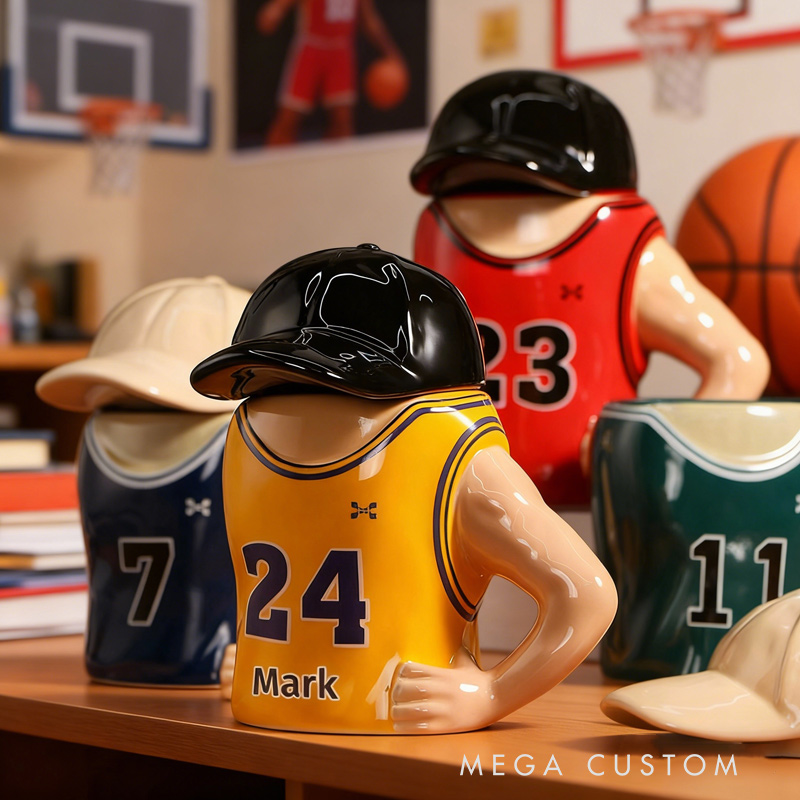 Personalized Jersey Ceramic Mug Basketball Player Jersey Custom Name Gift for Sport Lovers