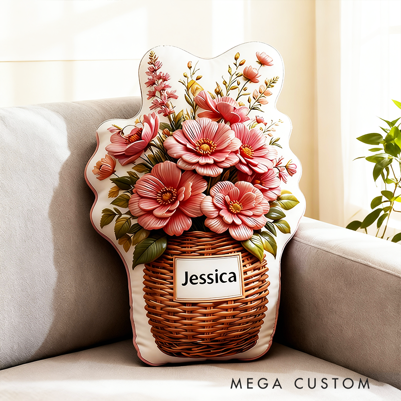 Personalized Bouquet Pillow with Custom Name 3D Graphic Print Unique Cushion Gifts