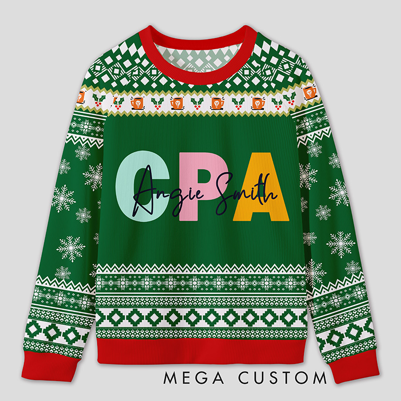 Personalized Certified Accountant Celebration Funny Ugly Sweater Festive Gift for Finance Pros