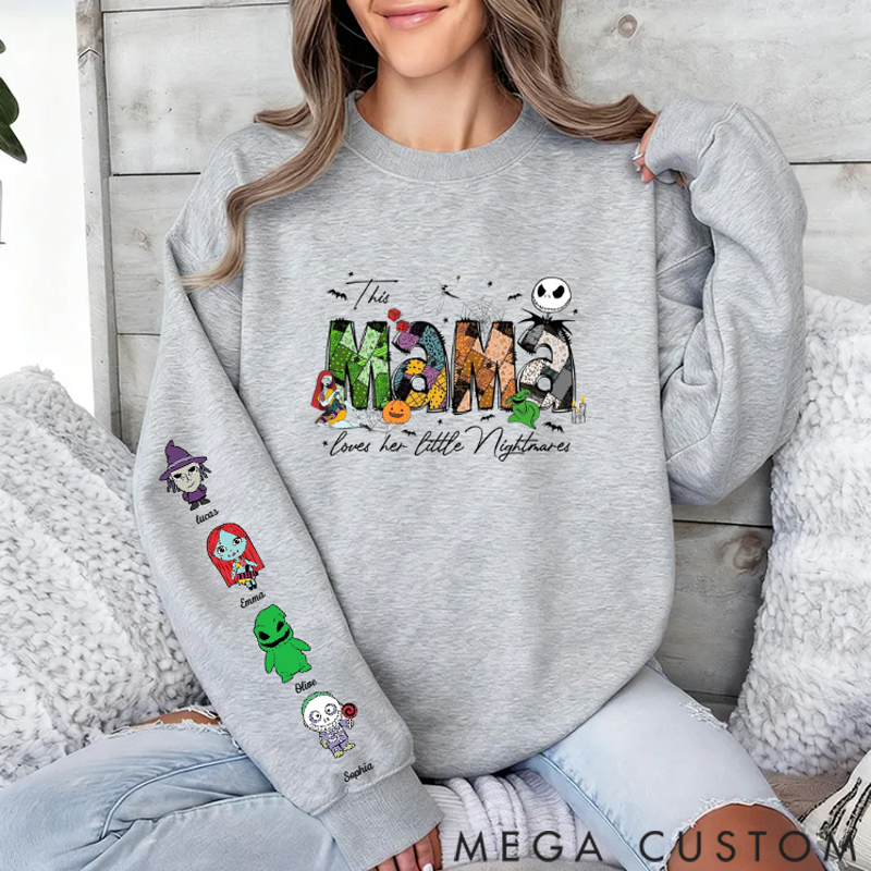 Personalized Sweatshirt Custom Mama Loves Her Nightmares Sweatshirt