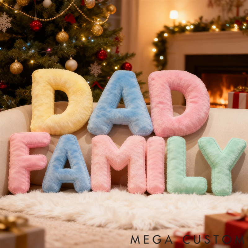Personalized Graphic 3D Print Pillows Letter Shape Pillows Decor Christmas Gifts for Family
