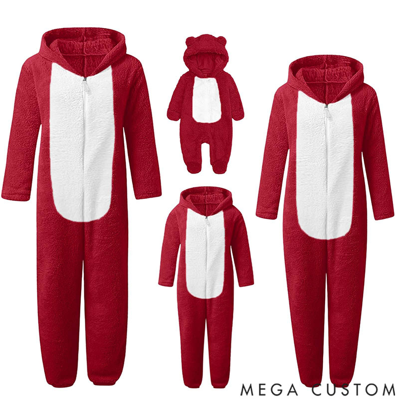 Personalized Fluffy Romper Family Matching Christmas for Family, Onesie Pajamas Women, Men