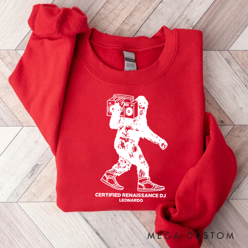 Personalized Classic Sweatshirts Vintage Hip Hop Sweatshirt Stereo Record Player Sweatshirt Cool Weird DJ Shirts Funny Unique Turntable Hilarious Graphic Sweatshirt