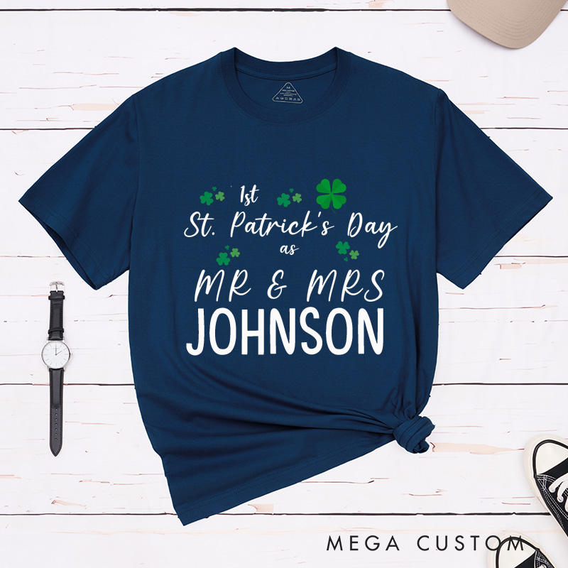Personalized Our First St. Patrick's Day as Mr and Mrs Matching Classic T-Shirt 