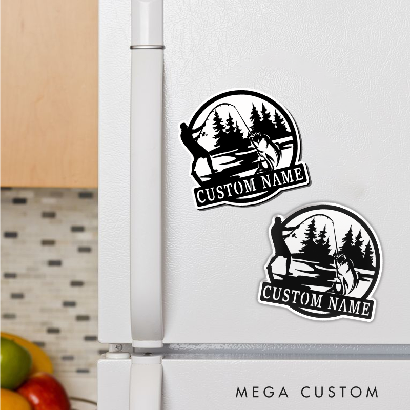 Personalized Fishing Themed Fridge Magnet Strong Magnetic Design Perfect for Home Decor Gifts and Fishing Enthusiast