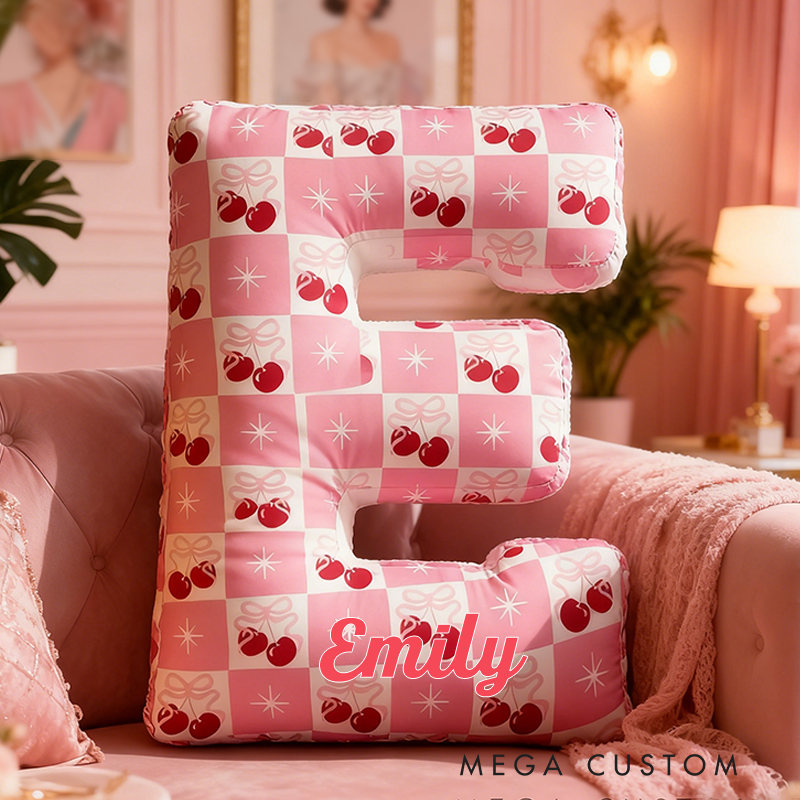 Personalized Cherry Letter Pillow Pillow with Custom Name 3D Graphic Print Unique Appreciation Gift