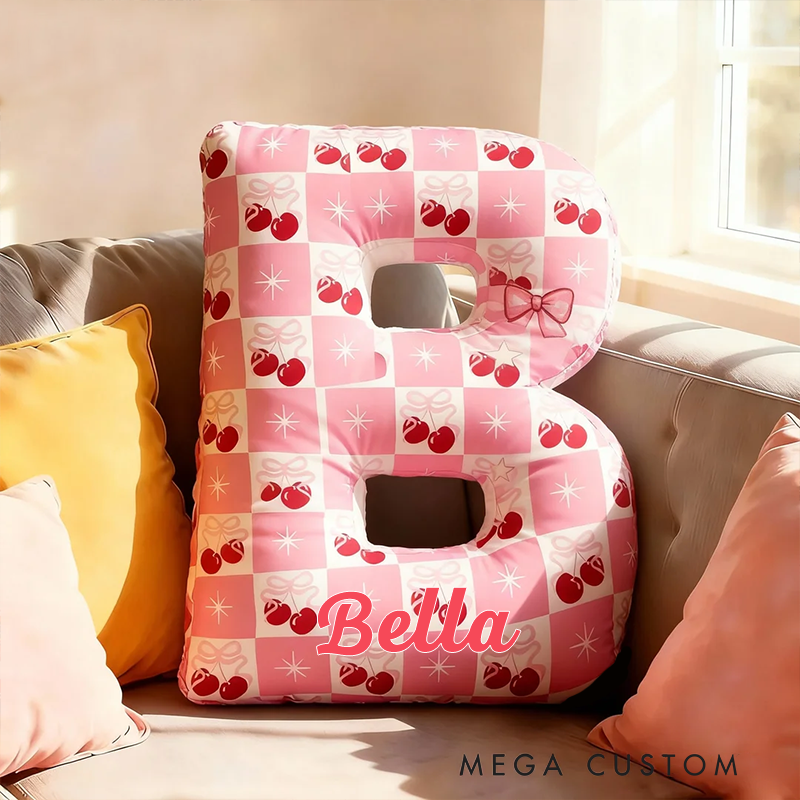 Personalized Cherry Letter Pillow Pillow with Custom Name 3D Graphic Print Unique Appreciation Gift