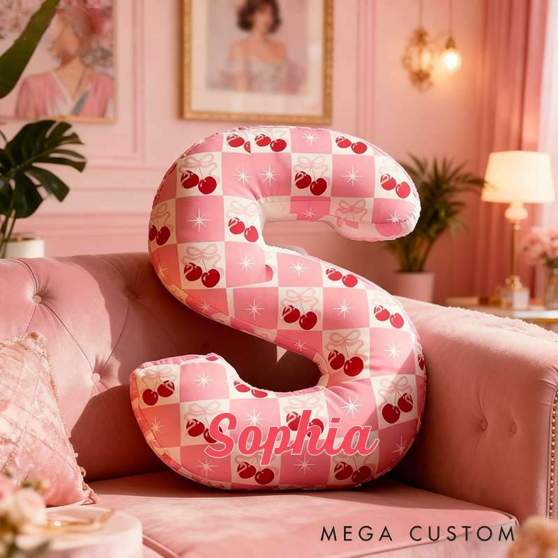 Personalized Cherry Letter Pillow Pillow with Custom Name 3D Graphic Print Unique Appreciation Gift