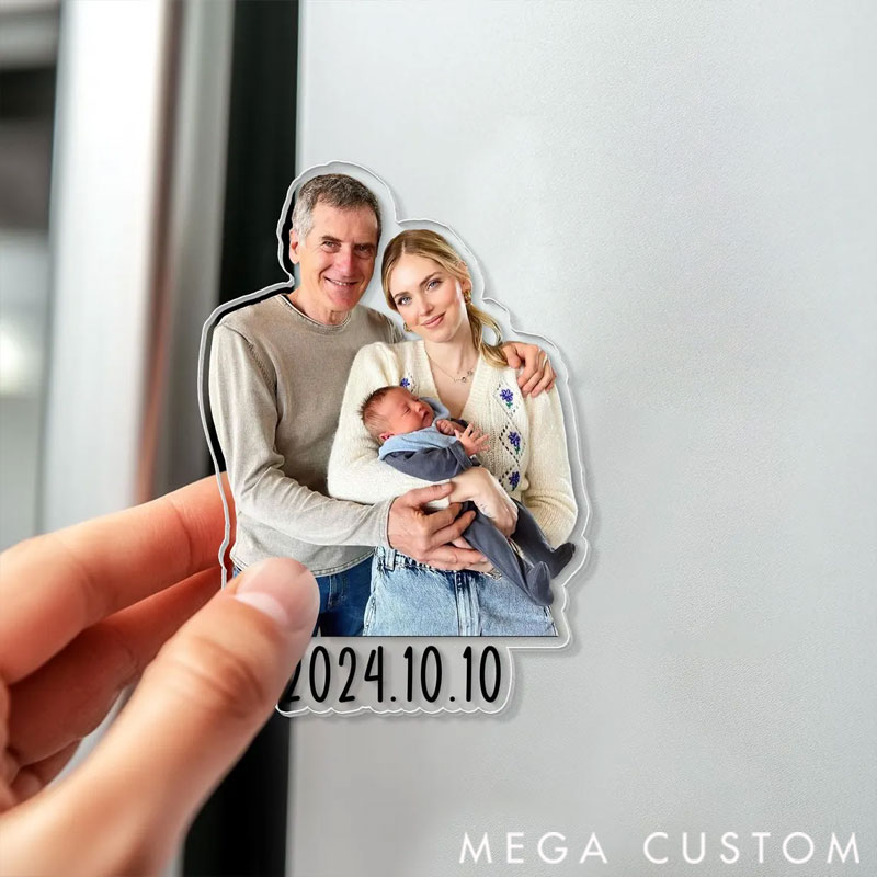 Personalized Custom Family Photo Acrylic Magnet: Family 2025 Photo Keepsake Gift Valentines Gift for Family