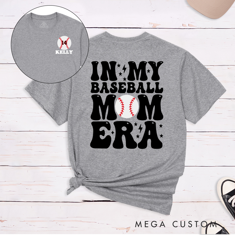 Personalized "In My Baseball Mom Era" T-Shirt Custom Name & Number
