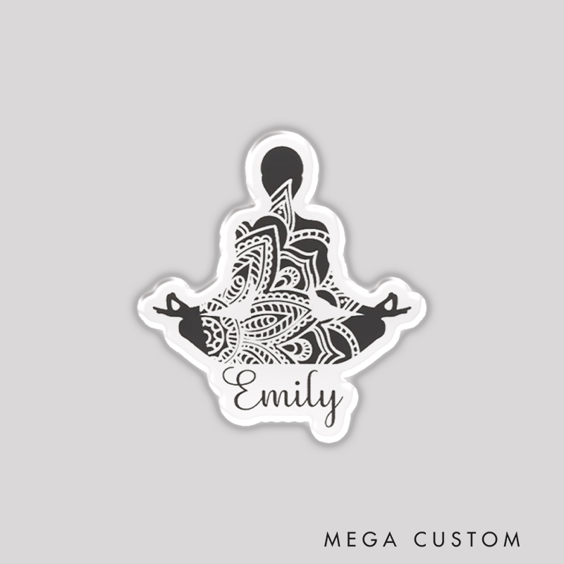Personalized Refrigerator Magnets with Yoga Meditation and Mandala Design Perfect Gift for Yoga Lover