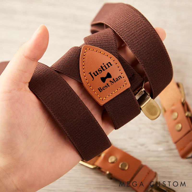 Personalized Groomsman Leather Suspenders Custom Best Man Wedding Gift Suspenders Bachelor Party Favors Suspenders Gift Groom Gift Suspenders