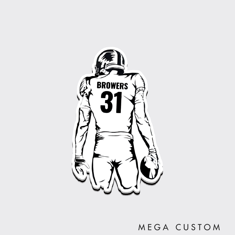 Personalized American Football Player Fridge Magnets Customize with Name and Player Number on the Back