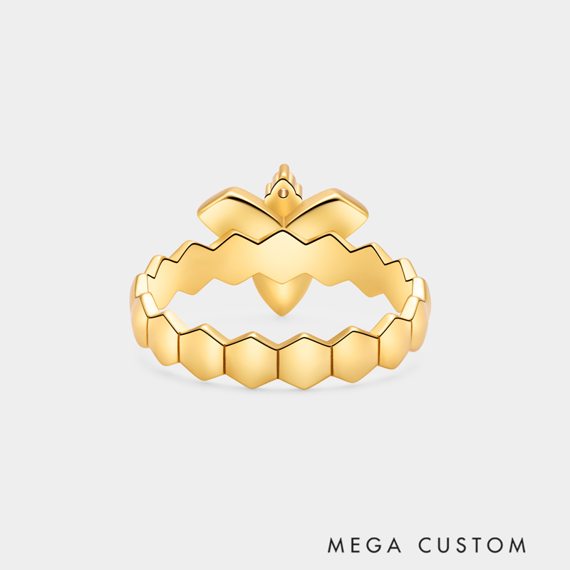 Personalized Bee Ring Cute My Honey Engravable Name for Sweet Couples and Cute Style Admirers