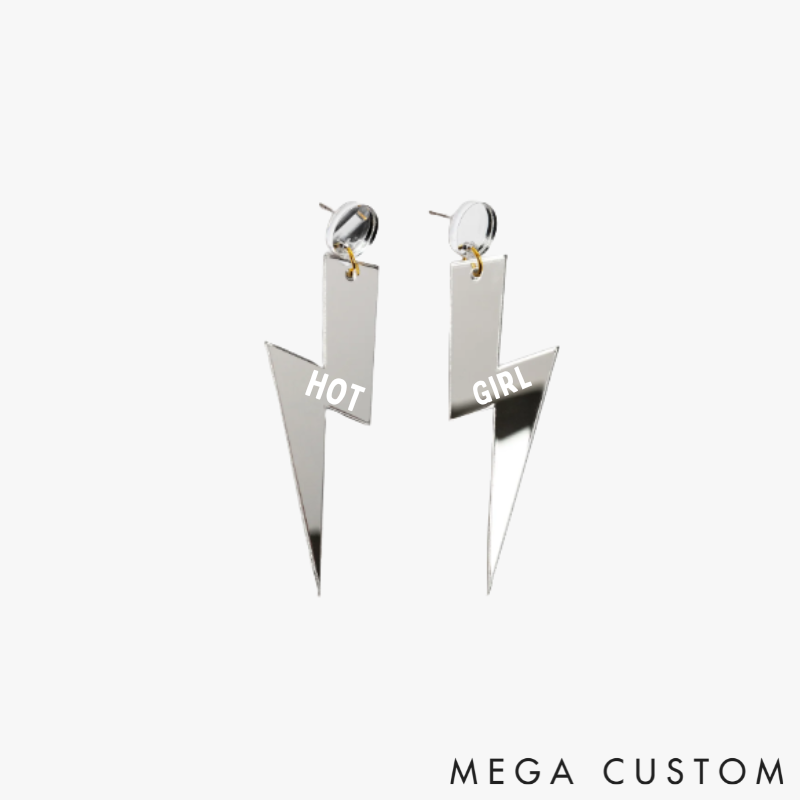 Personalized Multi-Color Lightning Bolt Earrings Edgy Statement Gift for Fashion Girls