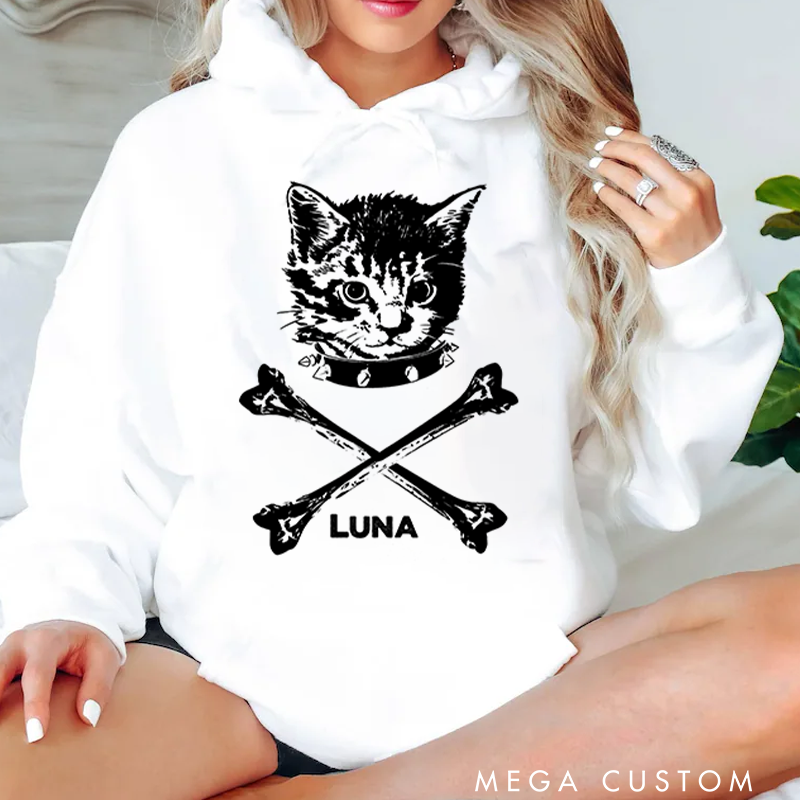 Personalized Classic Hoodies Dark and Cool Cat Punk Inspired Graphic Hoodie for Music Enthusiasts Hoodie