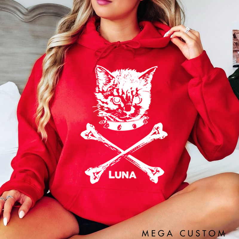 Personalized Classic Hoodies Dark and Cool Cat Punk Inspired Graphic Hoodie for Music Enthusiasts Hoodie