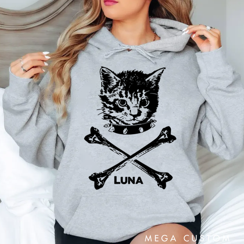 Personalized Classic Hoodies Dark and Cool Cat Punk Inspired Graphic Hoodie for Music Enthusiasts Hoodie