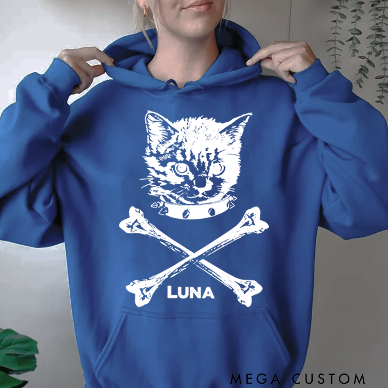 Personalized Classic Hoodies Dark and Cool Cat Punk Inspired Graphic Hoodie for Music Enthusiasts Hoodie