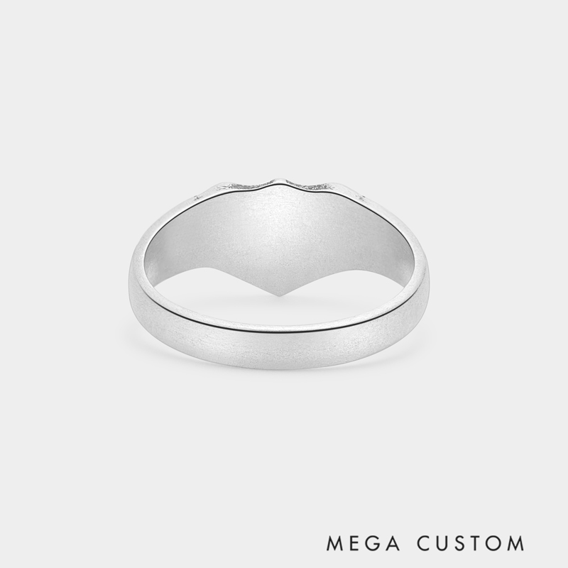 Personalized Sterling Silver Victorian Shield Signet Ring Engravable Birth Flower Unique Sentimental Gift