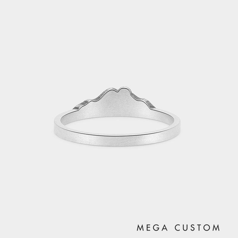 Personalized Vintage Mountain Sunset Ring Sterling Silver Custom Engravable Inner Band Gift for Nature Lovers