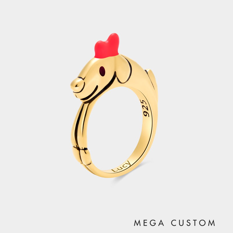 Personalized Puppy Heart Ring Cute Cartoon Engravable Name for Pet Lovers and Cute Style Admirers