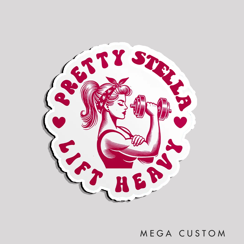 Personalized Fitness Refrigerator Magnet with Pretty Girl Lift Heavy Dumbbell for Gym Lover