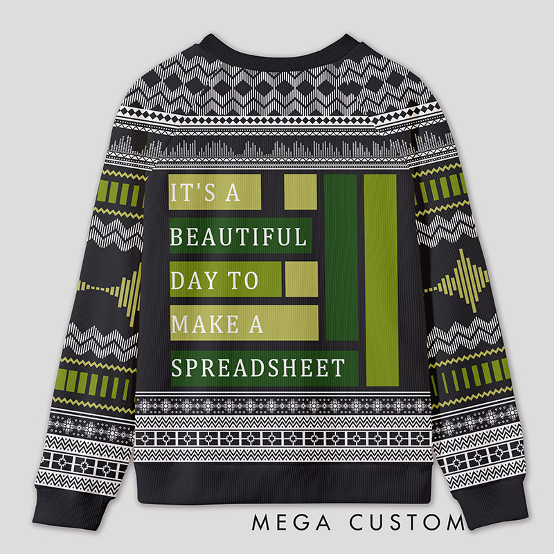 Personalized Spreadsheet Geek Humor Ugly Sweater Office Holiday Party Gift for Accounting Professionals