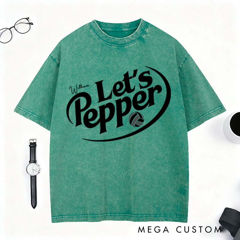 Personalized Volleyball Washed T-Shirt with Custom Name and Design