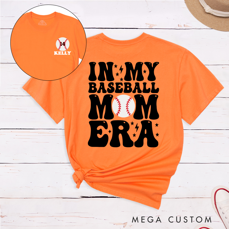 Personalized "In My Baseball Mom Era" T-Shirt Custom Name & Number