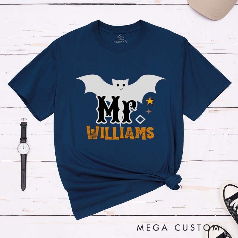 Personalized Bat Couple Halloween Matching T-Shirt Mr and Mrs Bat Halloween Shirt