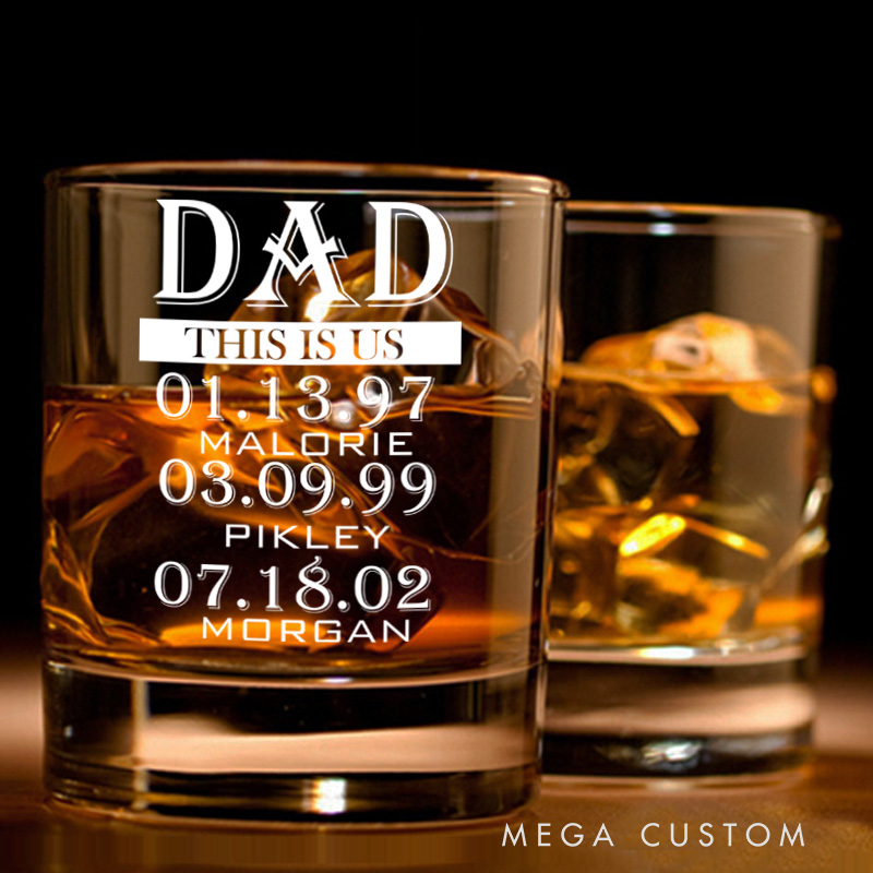 Personalized Dad This Is Us Whiskey Tumblers Custom Engraved Whiskey Glass Housewarming Gift New Homeowner Bourbon Glass Moving House Gift First Home
