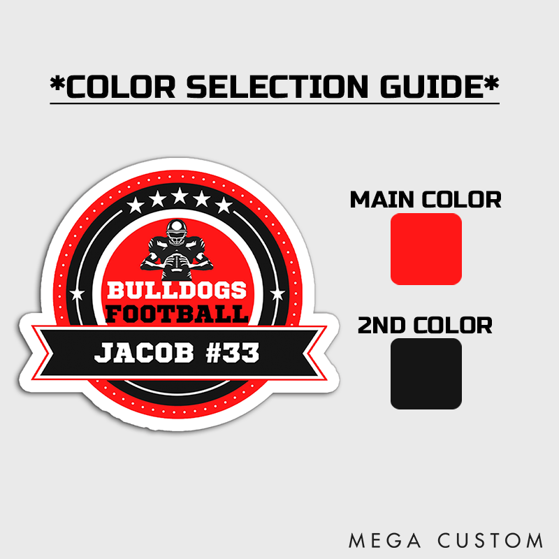 Personalized American Football Sticker Design with Custom Team Name, Player Name, and Number
