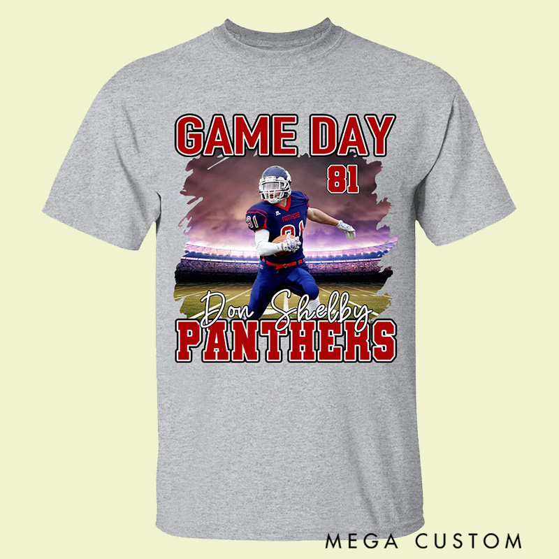 Personalized American Football T-Shirt with Custom Player Photo and Name  
