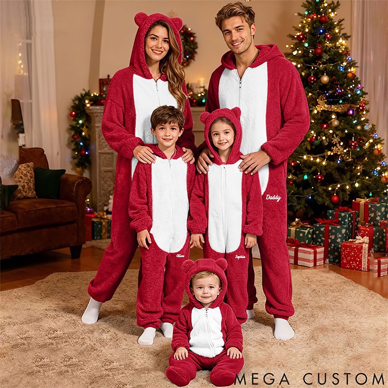 Personalized Fluffy Romper Family Matching Christmas for Family, Onesie Pajamas Women, Men