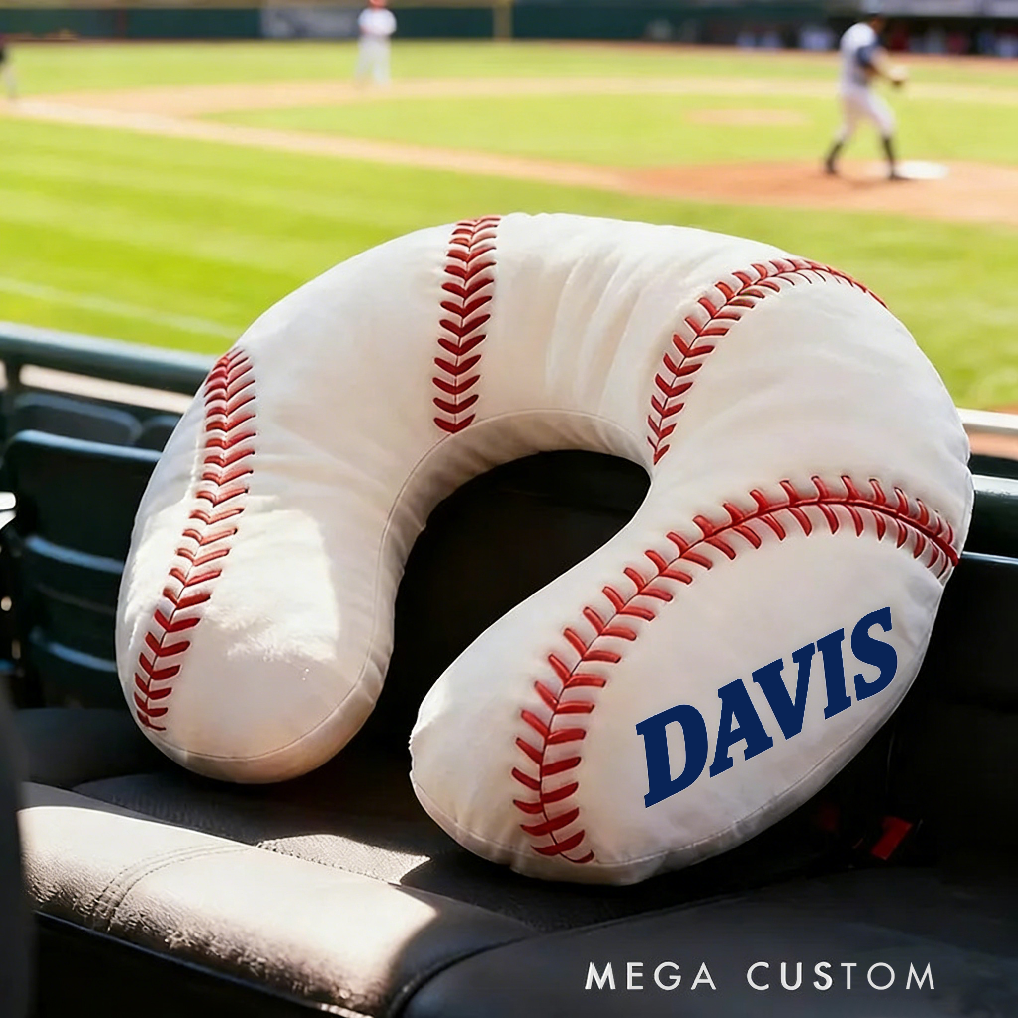 Personalized Baseball U-Shaped Pillow with Custom Name Design