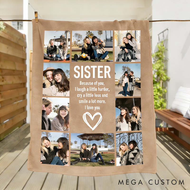 Personalized Besties Best Friend Soft Throw Blanket Custom Home Decor Blanket Galentine's Birthday Gift Photo Collage Blanket for Her